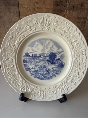 VTG Wedgewood 1st Edition Finding of Gold Blue Transferware Plate